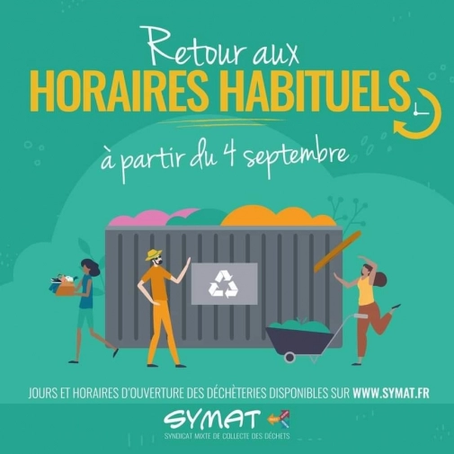 Retour aux horaires habituels Déchèteries